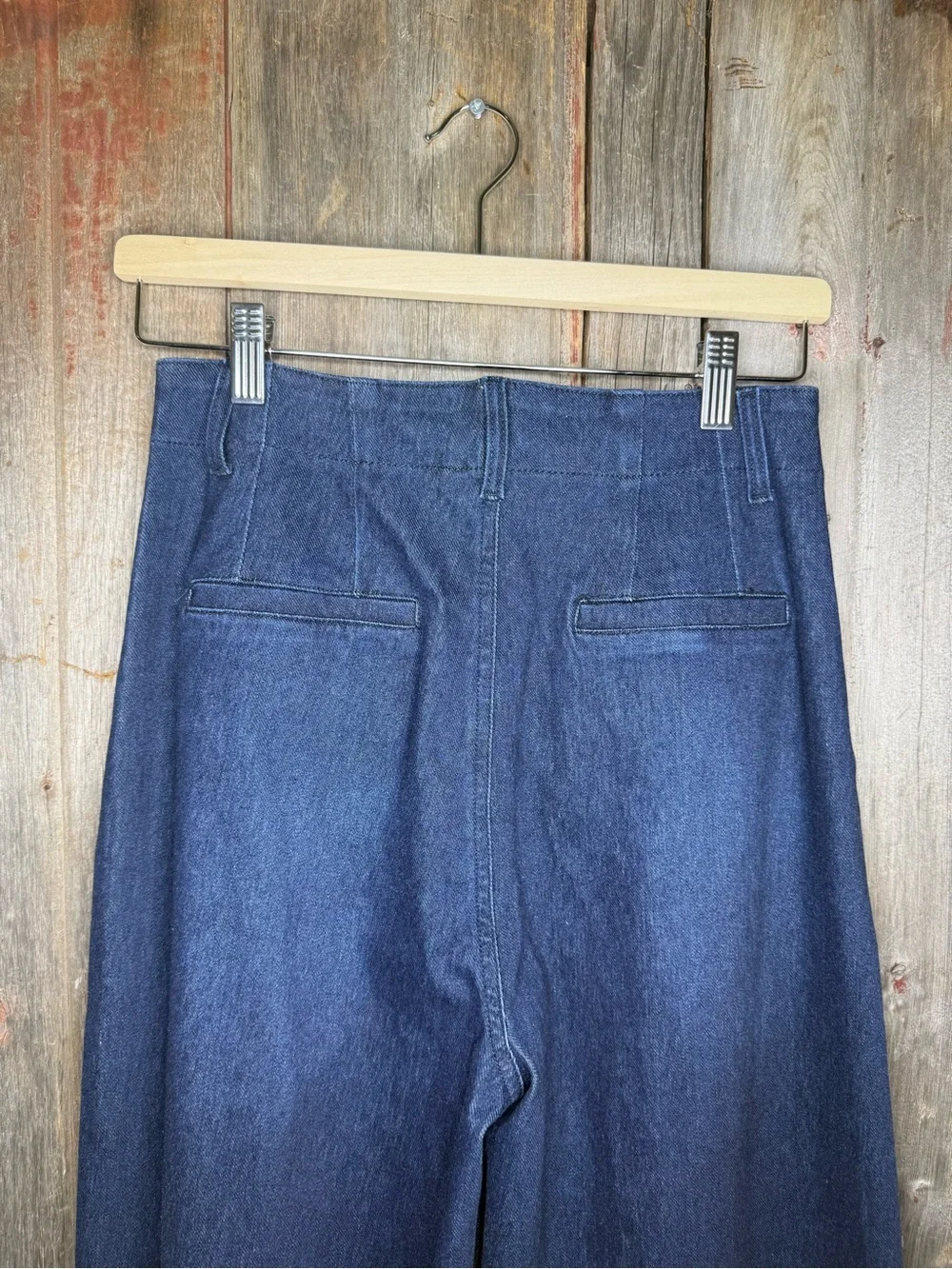 NWT HALARA Flex™ High Waisted Pockets Washed Casual Wide Leg Jeans Deep Indigo S